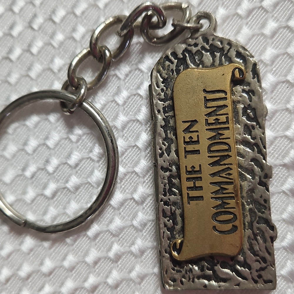 Vintage  Ten Commandments Keychain